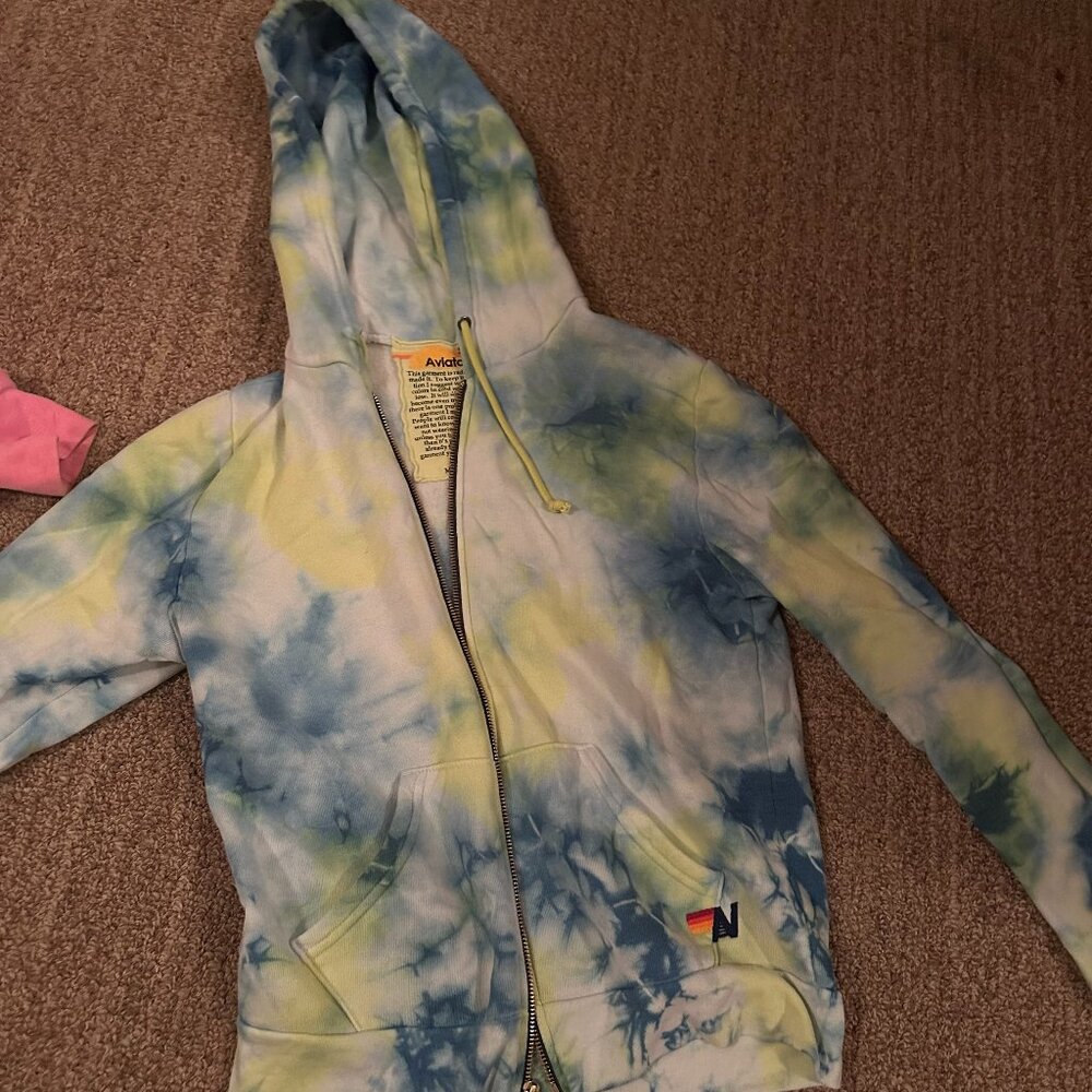 Aviator Nation Blue and Green Dye Zip-Up